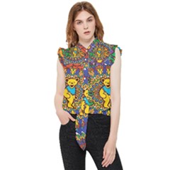 Dead Dancing Bears Grateful Dead Pattern Frill Detail Shirt by Grandong