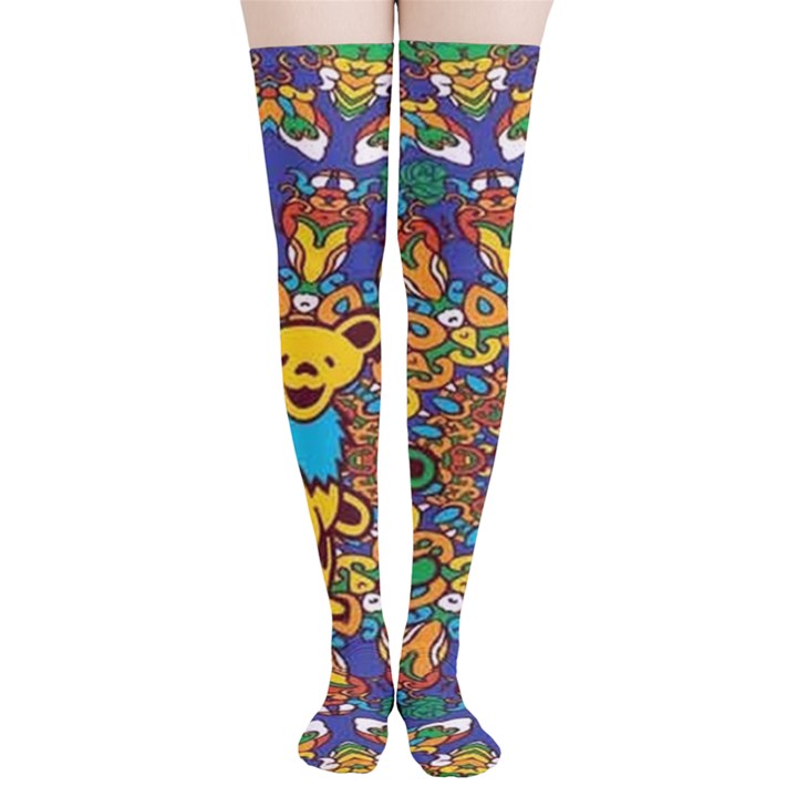 Dead Dancing Bears Grateful Dead Pattern Thigh High Stockings