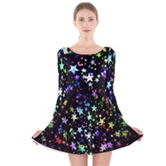 Christmas-star-gloss-lights-light Long Sleeve Velvet Skater Dress