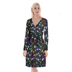 Christmas-star-gloss-lights-light Long Sleeve Velvet Front Wrap Dress by Grandong