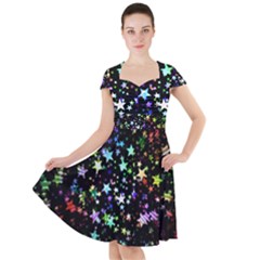 Christmas-star-gloss-lights-light Cap Sleeve Midi Dress With Pockets by Grandong