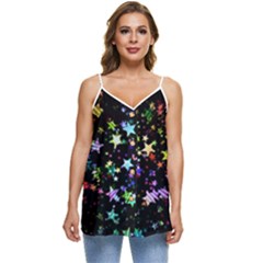 Christmas-star-gloss-lights-light Casual Spaghetti Strap Chiffon Top by Grandong