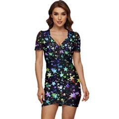 Christmas-star-gloss-lights-light Low Cut Cap Sleeve Mini Dress by Grandong