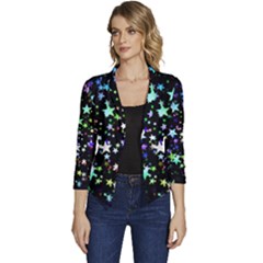 Christmas-star-gloss-lights-light Women s Casual 3/4 Sleeve Spring Jacket