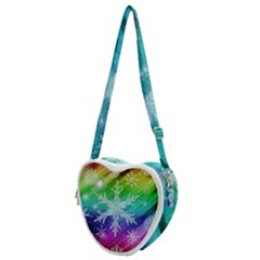 Christmas-snowflake-background Heart Shoulder Bag by Grandong