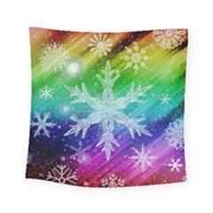 Christmas-snowflake-background Square Tapestry (small)