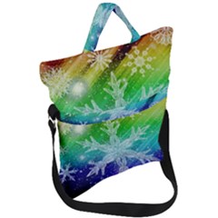 Christmas-snowflake-background Fold Over Handle Tote Bag by Grandong