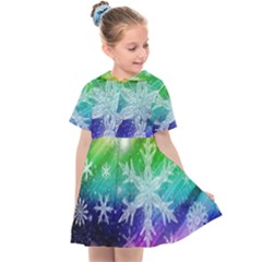 Christmas-snowflake-background Kids  Sailor Dress by Grandong