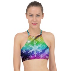 Christmas-snowflake-background Halter Bikini Top by Grandong