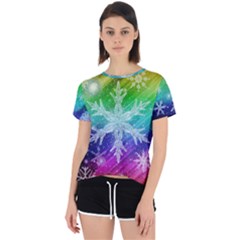 Christmas-snowflake-background Open Back Sport T-shirt by Grandong