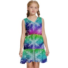 Christmas-snowflake-background Kids  Sleeveless Tiered Mini Dress by Grandong