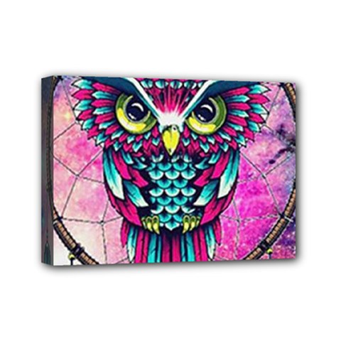 Owl Dreamcatcher Mini Canvas 7  X 5  (stretched) by Grandong