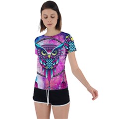 Owl Dreamcatcher Back Circle Cutout Sports T-shirt by Grandong