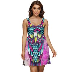 Owl Dreamcatcher Ruffle Strap Babydoll Chiffon Dress by Grandong