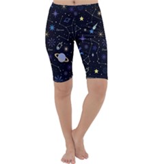 Starry Night  Space Constellations  Stars  Galaxy  Universe Graphic  Illustration Cropped Leggings  by Grandong