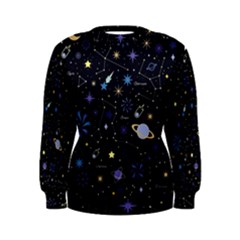 Starry Night  Space Constellations  Stars  Galaxy  Universe Graphic  Illustration Women s Sweatshirt