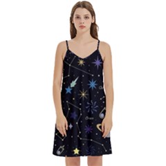 Starry Night  Space Constellations  Stars  Galaxy  Universe Graphic  Illustration Mini Camis Dress With Pockets by Grandong