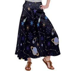 Starry Night  Space Constellations  Stars  Galaxy  Universe Graphic  Illustration Women s Satin Palazzo Pants by Grandong