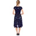 Starry Night  Space Constellations  Stars  Galaxy  Universe Graphic  Illustration Cap Sleeve Front Wrap Midi Dress View2