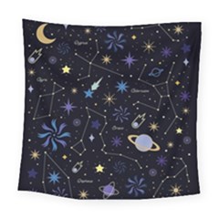 Starry Night  Space Constellations  Stars  Galaxy  Universe Graphic  Illustration Square Tapestry (large)