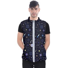 Starry Night  Space Constellations  Stars  Galaxy  Universe Graphic  Illustration Men s Puffer Vest by Grandong