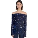 Starry Night  Space Constellations  Stars  Galaxy  Universe Graphic  Illustration Off Shoulder Long Sleeve Top View1