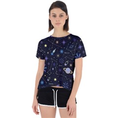 Starry Night  Space Constellations  Stars  Galaxy  Universe Graphic  Illustration Open Back Sport T-shirt by Grandong