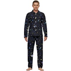 Starry Night  Space Constellations  Stars  Galaxy  Universe Graphic  Illustration Men s Long Sleeve Velvet Pocket Pajamas Set