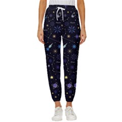 Starry Night  Space Constellations  Stars  Galaxy  Universe Graphic  Illustration Women s Cropped Drawstring Pants by Grandong