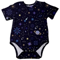 Starry Night  Space Constellations  Stars  Galaxy  Universe Graphic  Illustration Baby Short Sleeve Bodysuit by Grandong