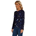 Starry Night  Space Constellations  Stars  Galaxy  Universe Graphic  Illustration Long Sleeve Crew Neck Pullover Top View2