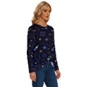 Starry Night  Space Constellations  Stars  Galaxy  Universe Graphic  Illustration Long Sleeve Crew Neck Pullover Top View3