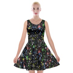 Illustration Universe Star Planet Velvet Skater Dress