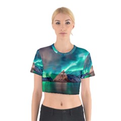 Amazing Aurora Borealis Colors Cotton Crop Top by Grandong