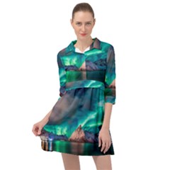 Amazing Aurora Borealis Colors Mini Skater Shirt Dress by Grandong