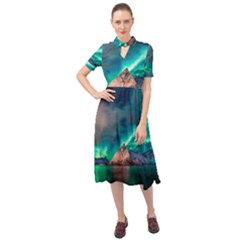 Amazing Aurora Borealis Colors Keyhole Neckline Chiffon Dress by Grandong