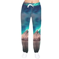 Amazing Aurora Borealis Colors Women Velvet Drawstring Pants