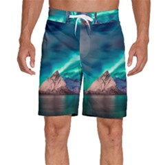 Amazing Aurora Borealis Colors Men s Beach Shorts by Grandong