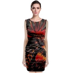 Dragon Sleeveless Velvet Midi Dress