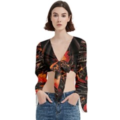 Dragon Trumpet Sleeve Cropped Top