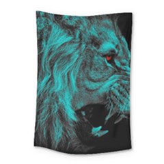 Angry Male Lion Predator Carnivore Small Tapestry