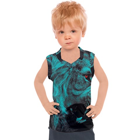 Angry Male Lion Predator Carnivore Kids  Sport Tank Top by Ndabl3x