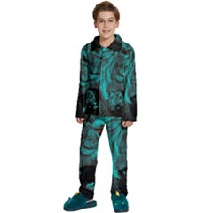 Angry Male Lion Predator Carnivore Kids  Long Sleeve Velvet Pajamas Set by Ndabl3x