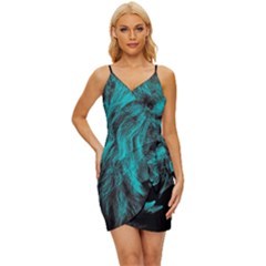 Angry Male Lion Predator Carnivore Wrap Tie Front Dress by Ndabl3x