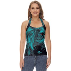 Angry Male Lion Predator Carnivore Basic Halter Top by Ndabl3x