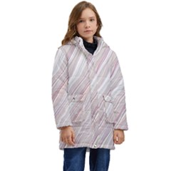 Marble Texture Marble Painting Kids  Hooded Longline Puffer Jacket by Ndabl3x