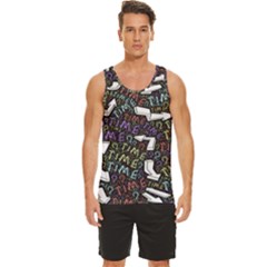 Time Nonlinear Curved Undirected Men s Wide Collar Tank Top by Paksenen