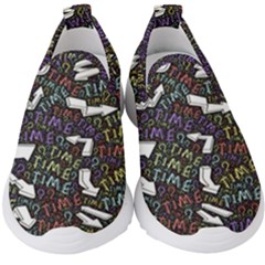 Time Nonlinear Curved Undirected Kids  Slip On Sneakers by Paksenen