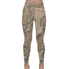 Old Vintage Classic Map Of Europe Classic Yoga Leggings by Paksenen