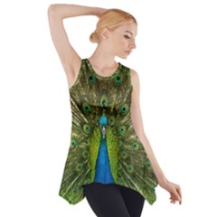 Peacock Feathers Bird Plumage Side Drop Tank Tunic by Perong